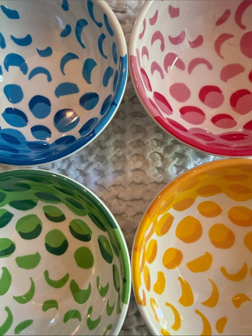 Set-of-4 100% Melamine Mini Bowls, Colorful Abstract Print,Red/Yellow/Green/Blue